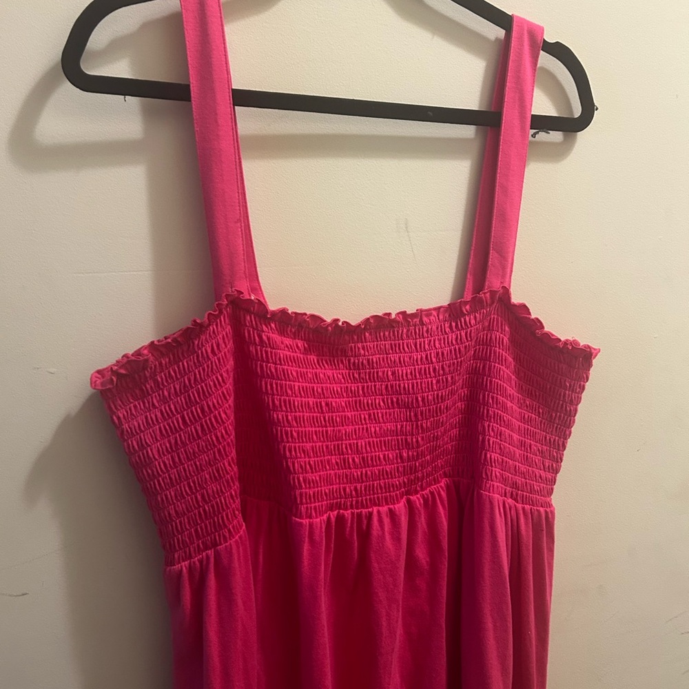 NWOT- Faded Glory Pink Smocked Maxi Dress with Straps. Size 4x (26w-38w) - Picture 5 of 8